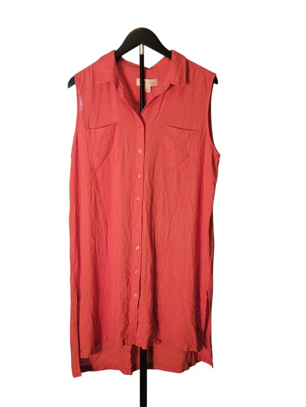 Philosophy Sleeveless Button-Down Tunic/Dress in Coral - NWT - Linen Blend